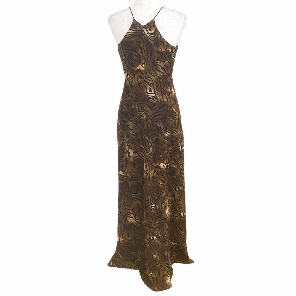 BETSY & ADAM VINTAGE ANIMAL PRINT HALTER LONG FORMAL DRESS - XS - Picture 4 of 7